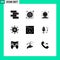 Pictogram Set of 9 Simple Solid Glyphs of donation, crowd funding, lens aperture, campaign, retro