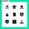 Pictogram Set of 9 Simple Solid Glyphs of exam paper, back to school, transport, employee salary, computing