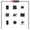 Pictogram Set of 9 Simple Solid Glyphs of parking, popup, megaphone, notification, speaker