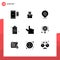 Pictogram Set of 9 Simple Solid Glyphs of pinch, phone, climb, energy, battery