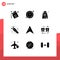 Pictogram Set of 9 Simple Solid Glyphs of pointer, location, shopping, nutrition, diet