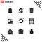 Pictogram Set of 9 Simple Solid Glyphs of refresh, mission, garbage, growth, business