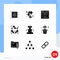 Pictogram Set of 9 Simple Solid Glyphs of robot, dissucation, alert, communication, user