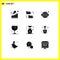 Pictogram Set of 9 Simple Solid Glyphs of shipping, fragile, sharing, delivery, service legal