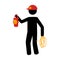 Pictogram silhouette with miner with flashlight