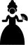 Pictogram of a woman in period costume