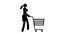 Pictogram woman rolls shopping cart