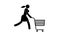 Pictogram woman running with shopping cart for sale