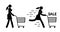 Pictogram woman walking with shopping cart