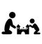 Pictograms Flat Family Icon with Sand Castle Isolated on White