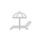 Pictograph summer vacation beach line icon umbrella and chair relax travel on white