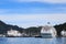 Picton harbor, New Zealand. A cruise ship and an inter-island ferry in port