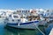 Pictoresque whitewashed port of Naoussa, Paros island, Cyclades Archipelago, Greece