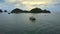 Pictorial Aerial View Tourist Boat Sails to Island Pier