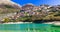 Pictorial emerald lake - Lago di Barrea and medieval village in