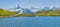 Pictorial lake Bachalpsee with stunning mountain view, bernese alps glacier. hiking destination grindelwald