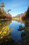 Pictorial walkway round lake Riessersee, sunny day in october, tourist destination Garmisch