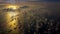 Picture of aerial view over gulf of Thailand at sunset time. flying above the beautiful clouds in the sunset sky.