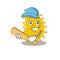 Picture of bacteria spirilla cartoon character playing baseball