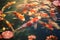 Picture of beautiful koi fish in a lotus pond