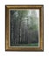 A picture of a birch grove in a vintage frame. Vintage silver rectangular frame with an ornament isolated on white.