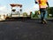 Picture blurred asphalt road construction By using heavy machinery