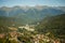 Picture of buildings at foot of mountains