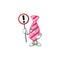 A picture of Cartoon mascot of pink stripes tie rise up a broad