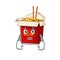A picture of chinese box noodle showing afraid look face