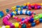 Picture colored beads sparkled photographed.