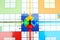 Picture of colorful pawns on the ludo game