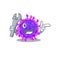 A picture of cool mechanic alpha coronavirus cartoon character design