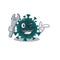 A picture of cool mechanic coronavirus COVID 19 cartoon character design