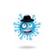 A picture of coronavirus bacteria cartoon design style with smile expression. Mascot logo design