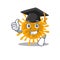 A picture of coronaviruses with black hat for graduation ceremony