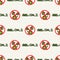 Picture of crossed out sars cov 2 text seamless pattern background. Fight , defeat, viral spread quarantine of corona