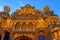 Picture of decorated Durga Puja pandal, Durga Puja is biggest religious festival of Hinduism. Shot at colored light, in Kolkata,