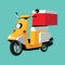 Picture of delivery scooter on background. Vector illustration