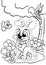 Picture dots number puzzle puppy coloring page cartoon illustration