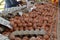 Picture of eggs for sale in a local market, price depends on size, freshness, quantity.