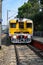 Picture of electric Local Train standing at a Railway Station of Indian Railways system. Kolkata, West Bengal, India