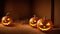 A Picture Of An Exquisitely Detailed Photo Of Three Carved Pumpkins AI Generative