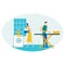 Picture of a family cleaning at home. Cleaning, cleanliness in the apartment, house. Vector illustration