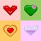 Picture of four hearts - pixel, cactus, cookie and flask