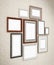 Picture frames arranged on the wall. 3D dimensional