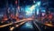 Picture a futuristic metropolis at night