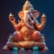 A picture of Ganesha is depicted sitting with a dark background, generated by AI