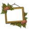 Picture gold frame with a mountain ash and bunch