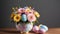 A Picture Of A Gorgeous Vase Of Flowers And Eggs On A Table AI Generative