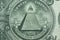 Picture of Great Seal of the United States with writings Annuit Coeptis and Novus Ordo Seclorum, printed on One USA dollar